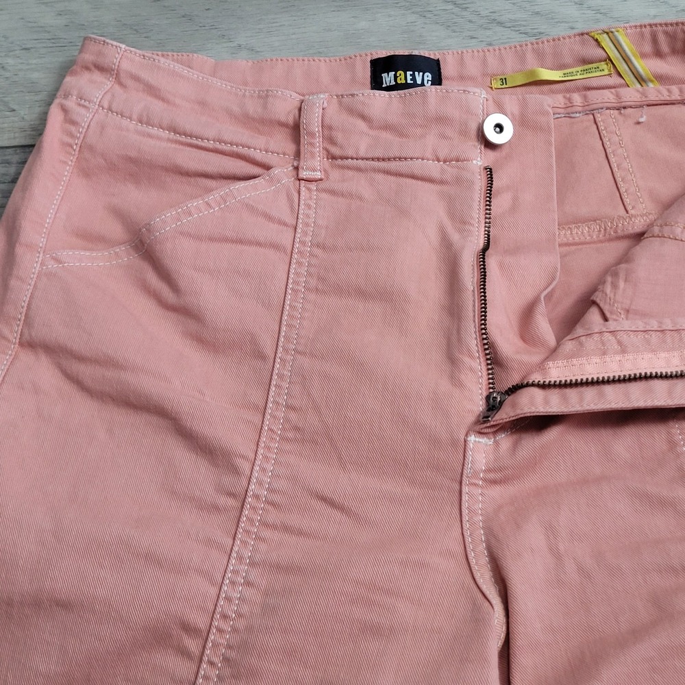 🌸Anthropologie Maeve Jeans Women 31 Peach Delaney Wide Leg High Rise Clean-Seam - Picture 11 of 16